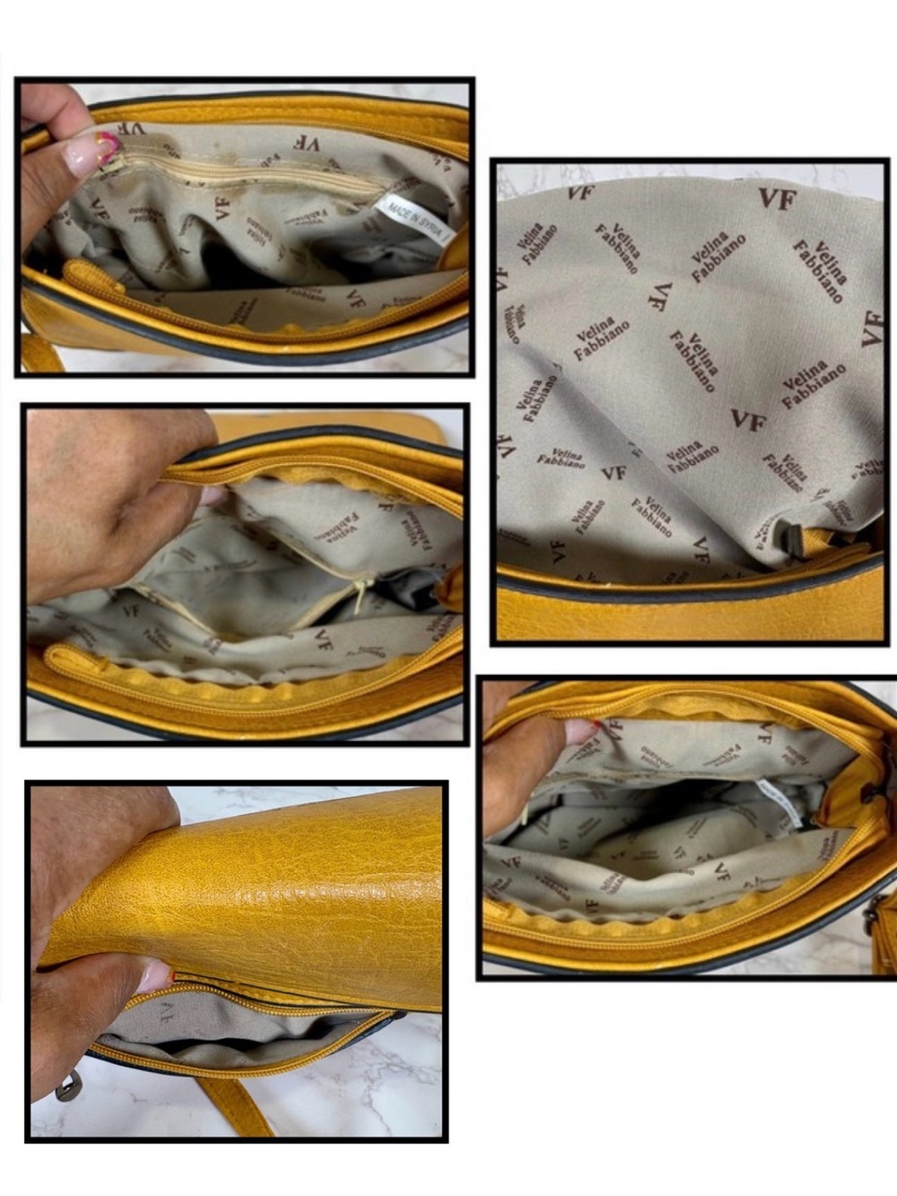 A-1CS-4D: PURSE: Gold/Mustard w/Black Detailing & Crossbody Strap, EUC - Picture 6 of 11
